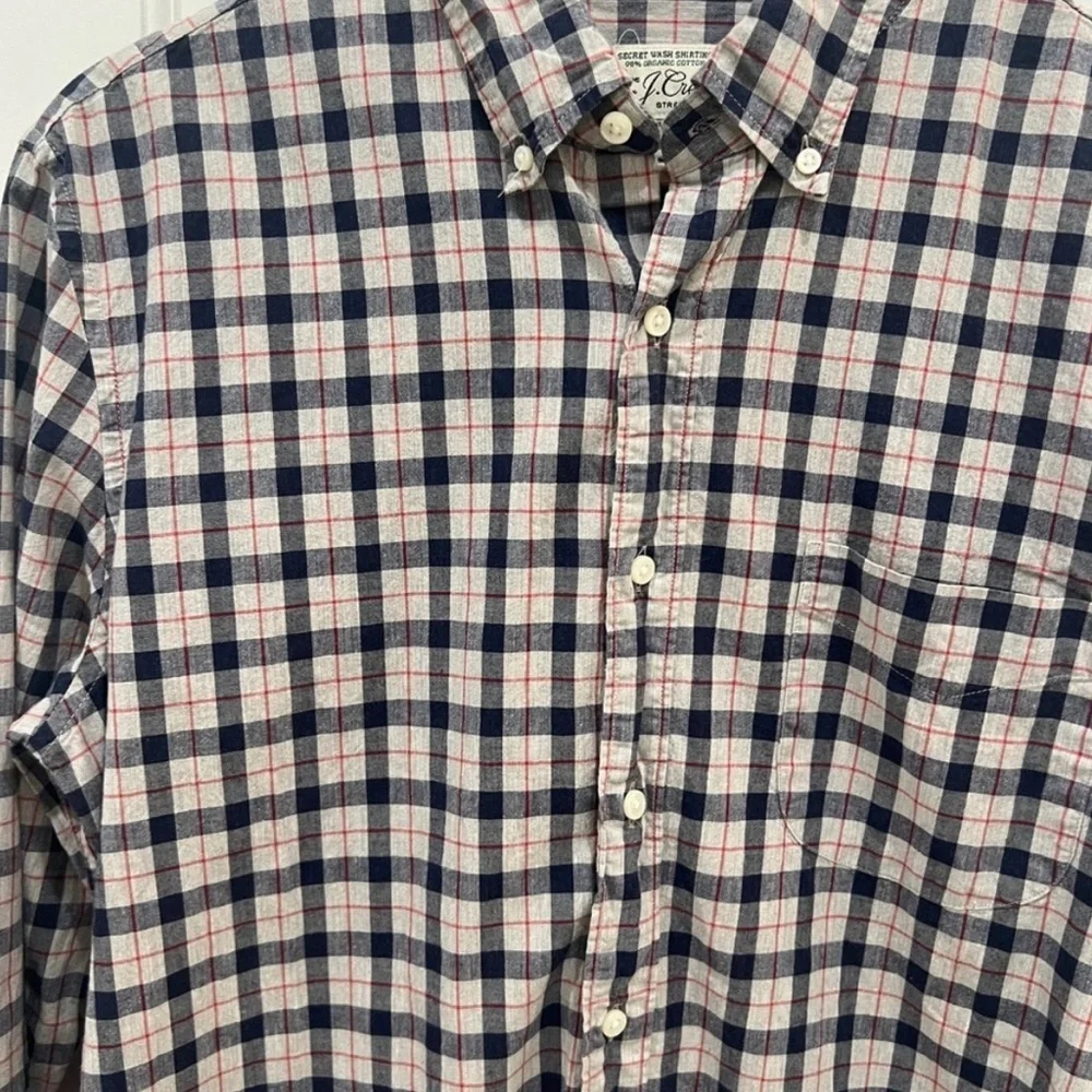 J.Crew Men’s Slim Fit Organic Cotton Plaid Button-Down Shirt Medium